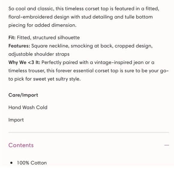 NEW Free People x Brenda Knight Embroidered Corset Top - Picture 6 of 6